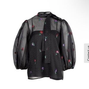 NWT Red Valentino Translucent bow-tie blouse sz 40